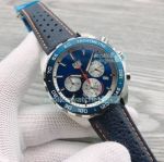Replica TAG Heuer Formula 1 Chronograph Watch Blue Dial Black Leather Strap